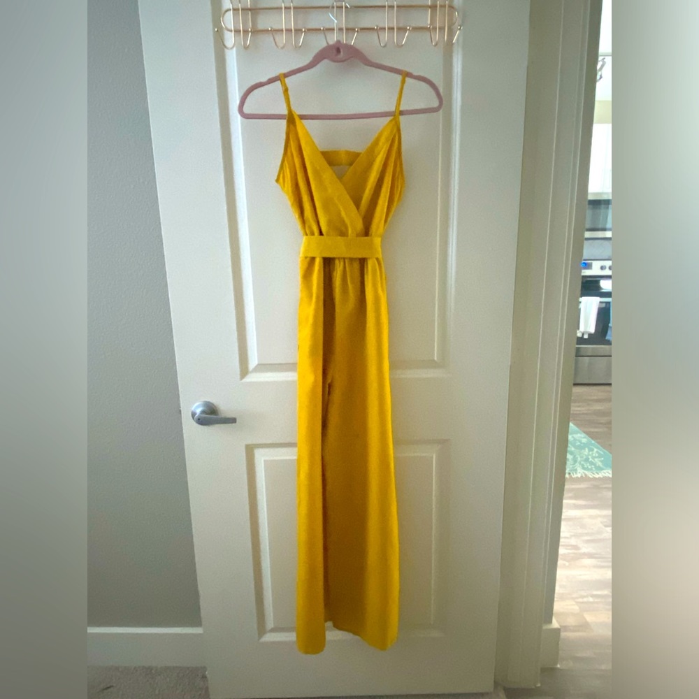 Flying Tomato Yellow Pant Jumpsuit with Waistband Tie Women’s Small